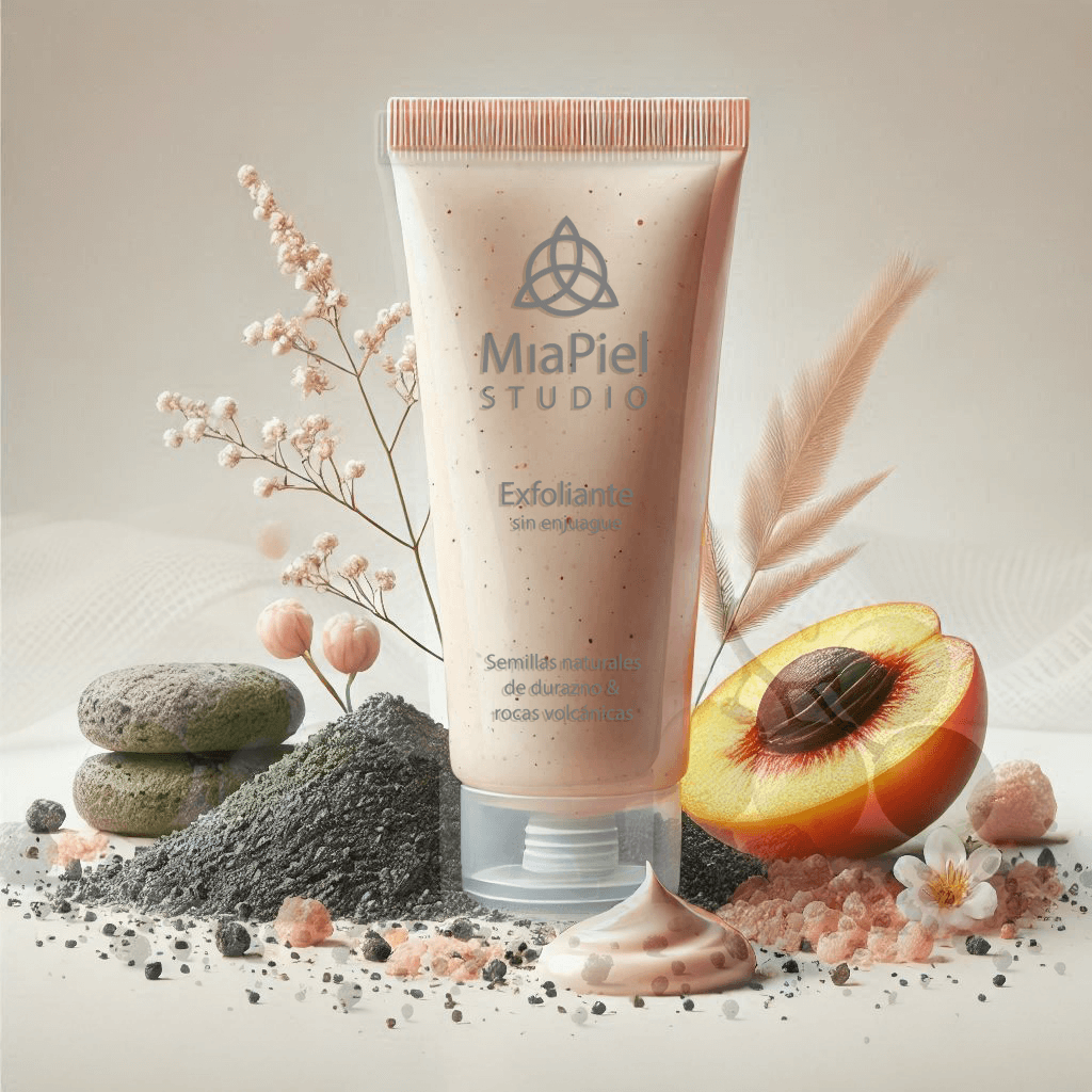 exfoliante de semillas de durazno y piedras volcanicas
