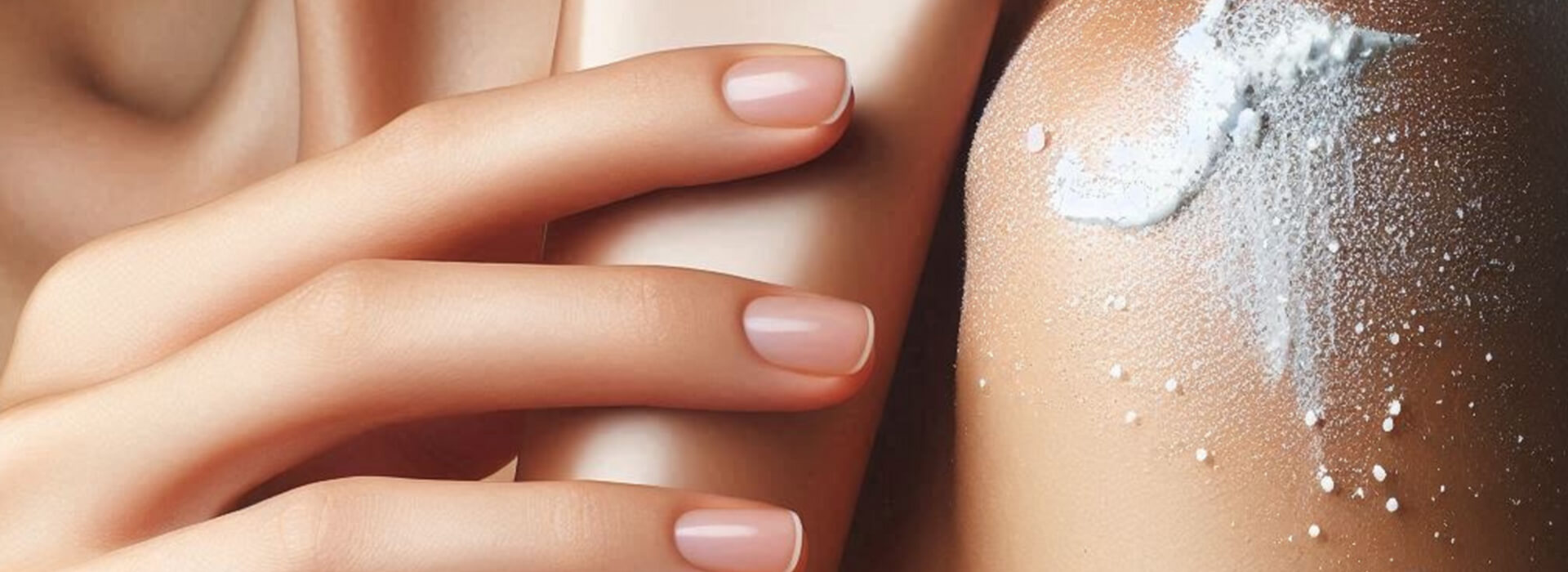 mujer con cream exfoliante en cuerpo